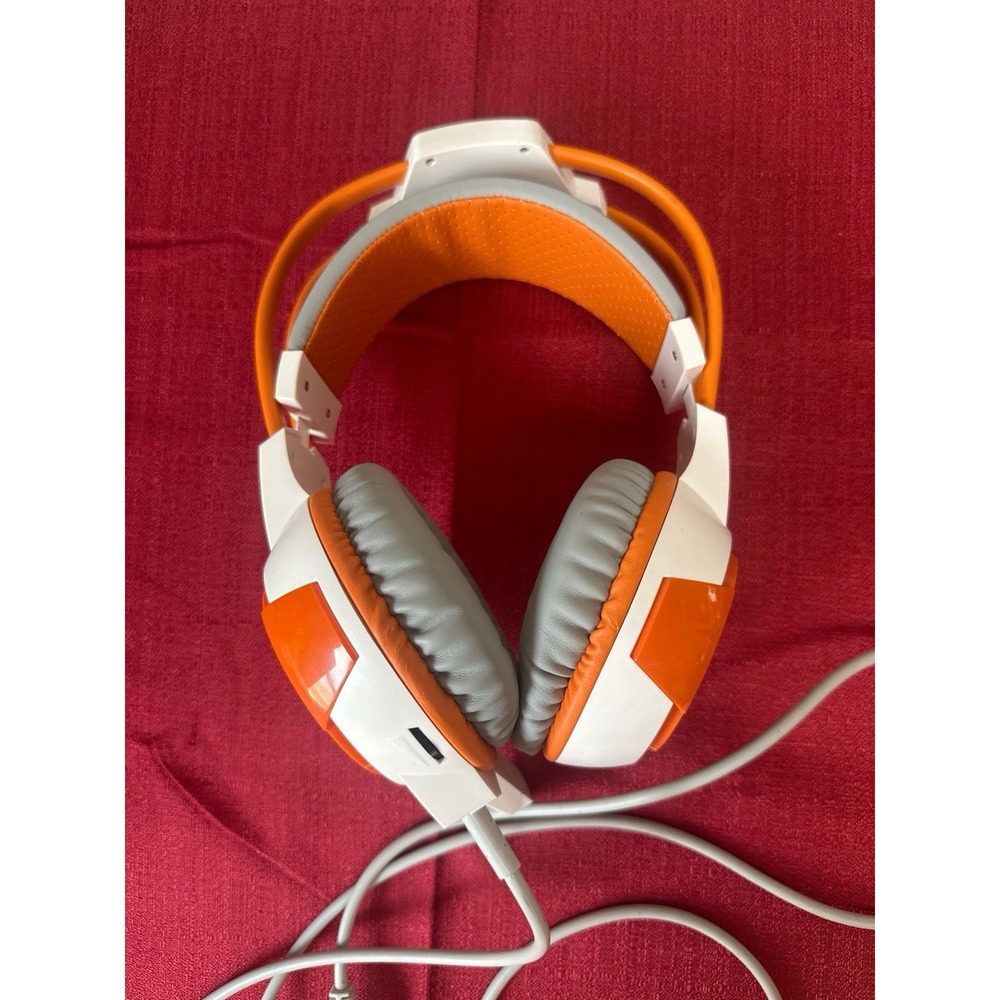 AULA Stereo Gaming Headset Orange White Wired Headphones with Mic 3.5mm USB - Picture 2 of 5